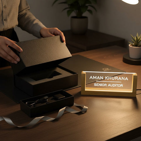 Personalized Senior Auditor LED Nameplate | Custom Acrylic Desk Sign