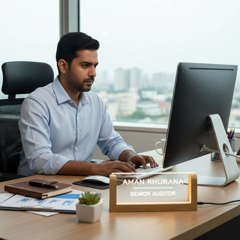 Personalized Senior Auditor LED Nameplate | Custom Acrylic Desk Sign