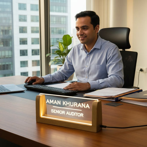 Personalized Senior Auditor LED Nameplate | Custom Acrylic Desk Sign