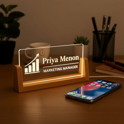 Personalized LED Acrylic Name Plate for Marketing Professionals
