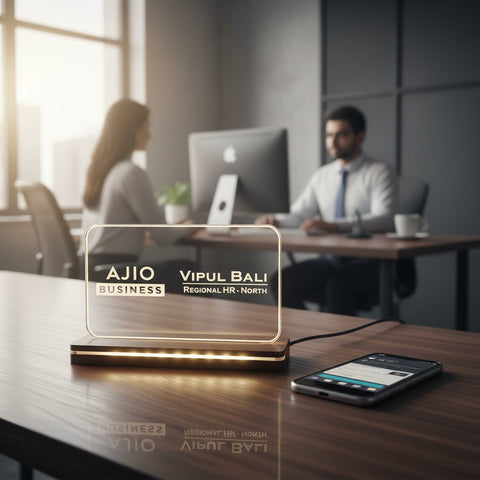 Personalized LED Acrylic Desk Sign – Custom Name & Logo Engraved | Warm White & Multi Colour | 8" & 9" | Office & Home Decor