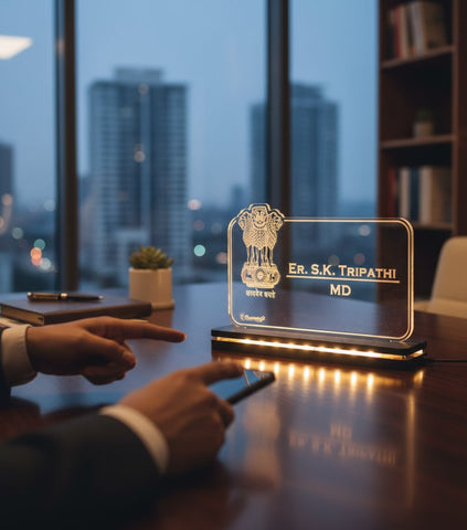 Personalized Acrylic LED Name Plate | Custom Table Top Display