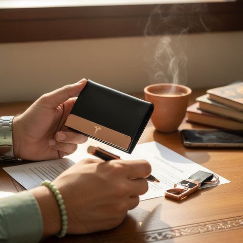 Personalized Rose Gold Combo Gift Set - Card Holder, Pen & Keychain