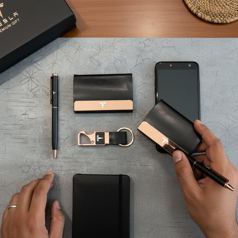 Personalized Rose Gold Combo Gift Set - Card Holder, Pen & Keychain