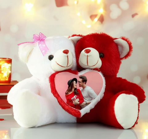 Customized Couple Teddy Bear with Photo | Valentine's Day Gift