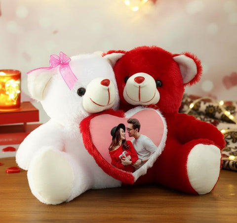 Customized Couple Teddy Bear with Photo | Valentine's Day Gift