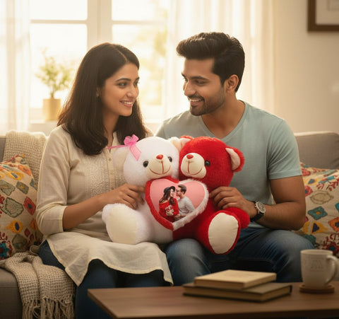 Customized Couple Teddy Bear with Photo | Valentine's Day Gift