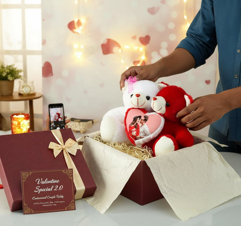Customized Couple Teddy Bear with Photo | Valentine's Day Gift