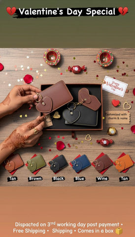 Personalized Wallet & Heart Keychain Gift Set | Custom Name