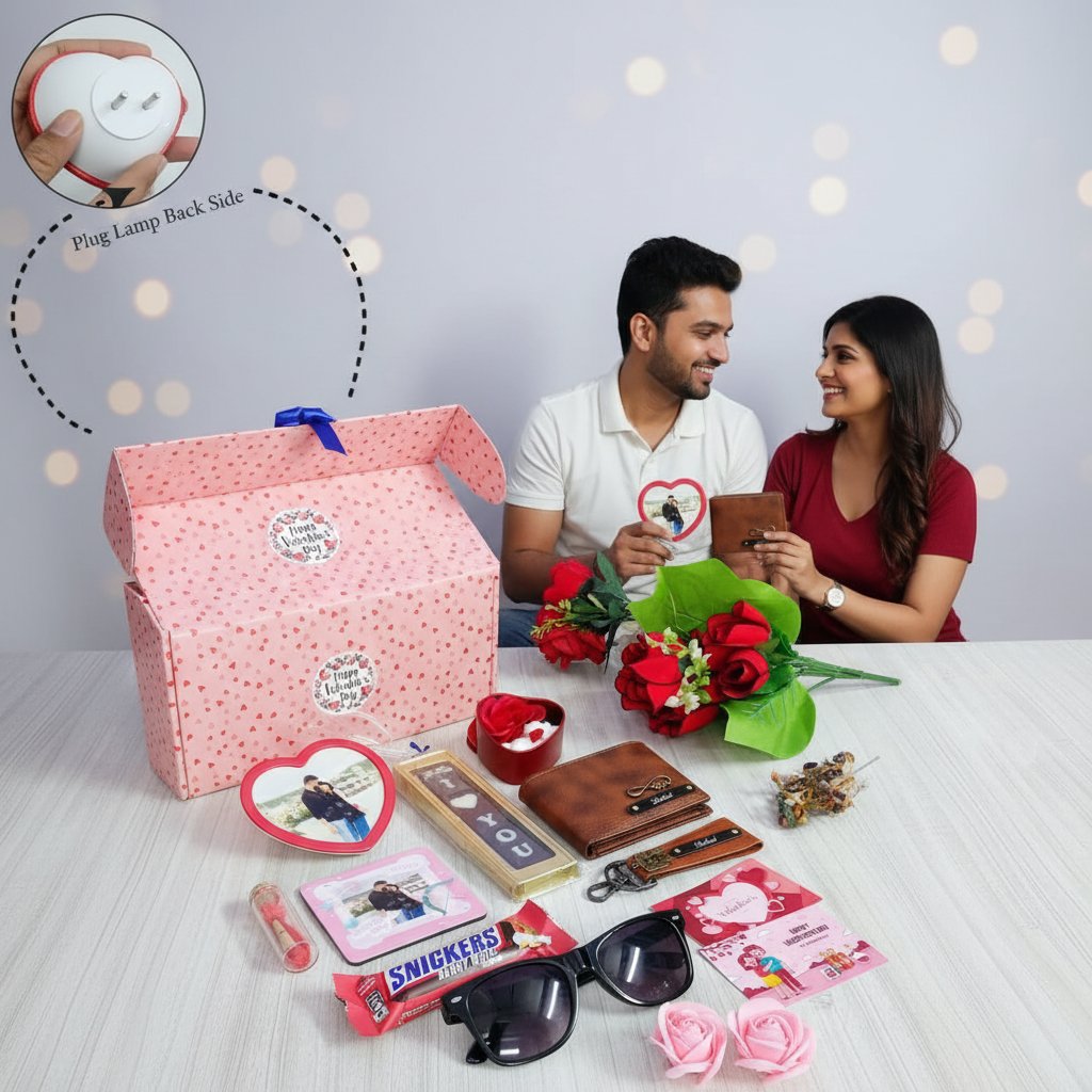 Personalized Valentine's Day Gift Combo for Him - Wallet, Lamp & More