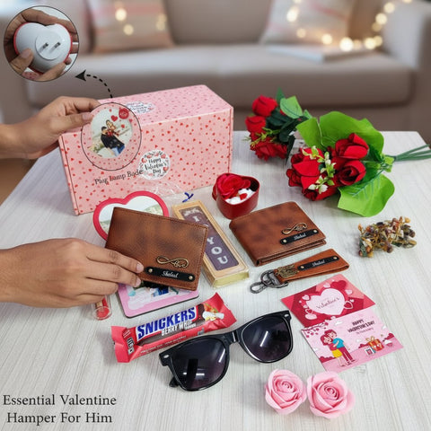 Personalized Valentine's Day Gift Combo for Him - Wallet, Lamp & More