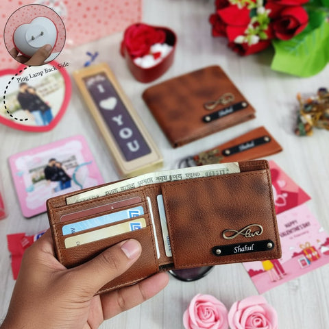 Personalized Valentine's Day Gift Combo for Him - Wallet, Lamp & More