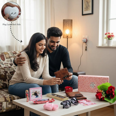 Personalized Valentine's Day Gift Combo for Him - Wallet, Lamp & More
