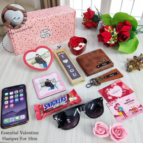 Personalized Valentine's Day Gift Combo for Him - Wallet, Lamp & More