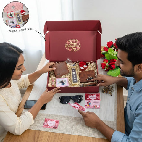 Personalized Valentine's Day Gift Combo for Him - Wallet, Lamp & More