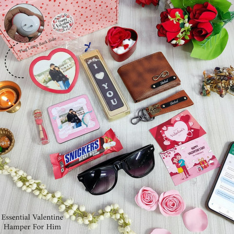 Personalized Valentine's Day Gift Combo for Him - Wallet, Lamp & More