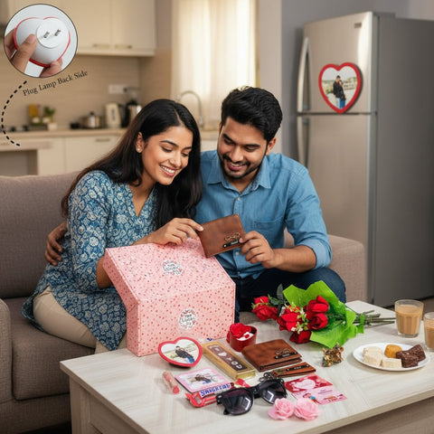 Personalized Valentine's Day Gift Combo for Him - Wallet, Lamp & More