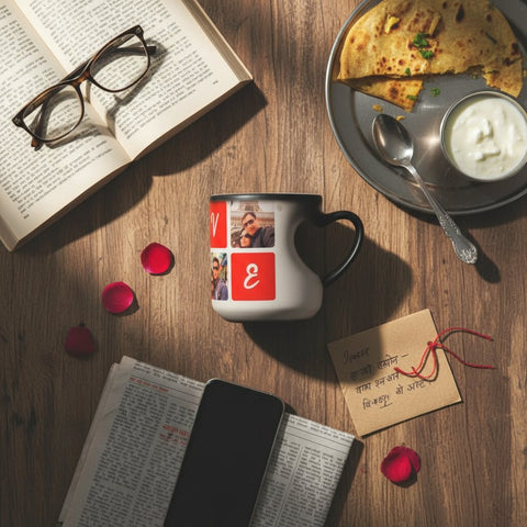 Custom Heart Handle Magic Mug - Personalized Photo & Text Gift