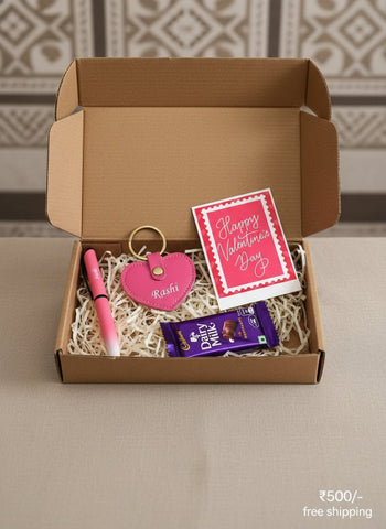 Personalized Valentine's Gift Combo: Pen, Keychain & Chocolate