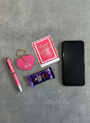Personalized Valentine's Gift Combo: Pen, Keychain & Chocolate