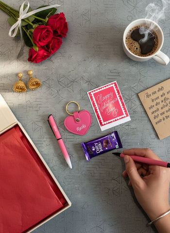 Personalized Valentine's Gift Combo: Pen, Keychain & Chocolate