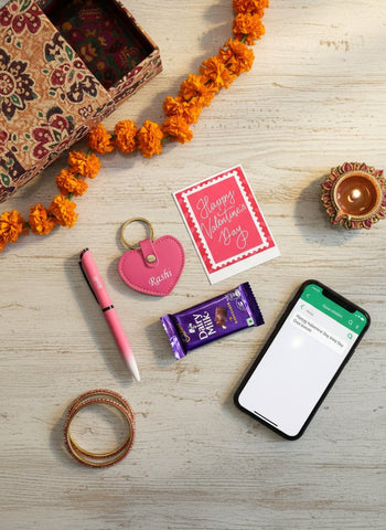 Personalized Valentine's Gift Combo: Pen, Keychain & Chocolate