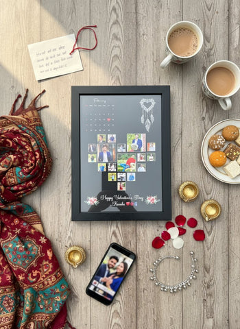 Personalized Valentine Heart Photo Frame - Custom Calendar Gift