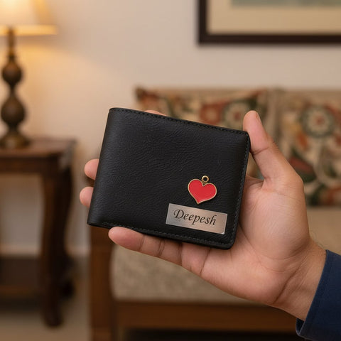 Personalized Lexus Leather Wallet Gift Set | Heart Box & Flowers