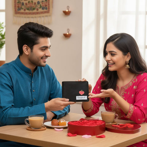 Personalized Lexus Leather Wallet Gift Set | Heart Box & Flowers