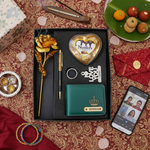 Personalized Valentine's Gift Combo: Wallet, Rose, Chocolate & More