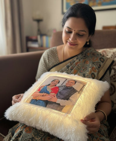 Valentine's Personalized LED Fur Cushion - Custom Photo Gift