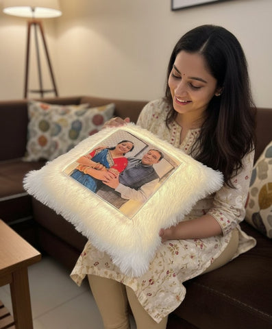 Valentine's Personalized LED Fur Cushion - Custom Photo Gift