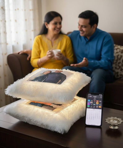 Valentine's Personalized LED Fur Cushion - Custom Photo Gift
