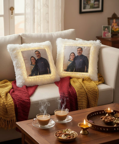 Valentine's Personalized LED Fur Cushion - Custom Photo Gift