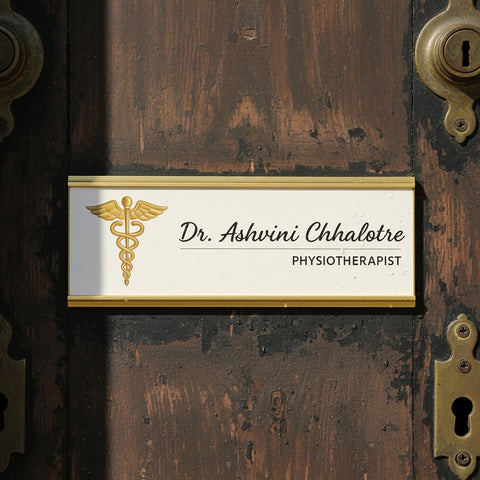 Personalized Gold Metal Door Nameplate – Custom Office & Clinic Sign for Professionals