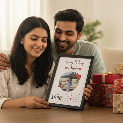 Personalized Birthday Calendar Photo Frame - Custom Date & Name Gift