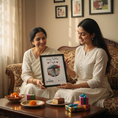 Personalized Birthday Calendar Photo Frame - Custom Date & Name Gift