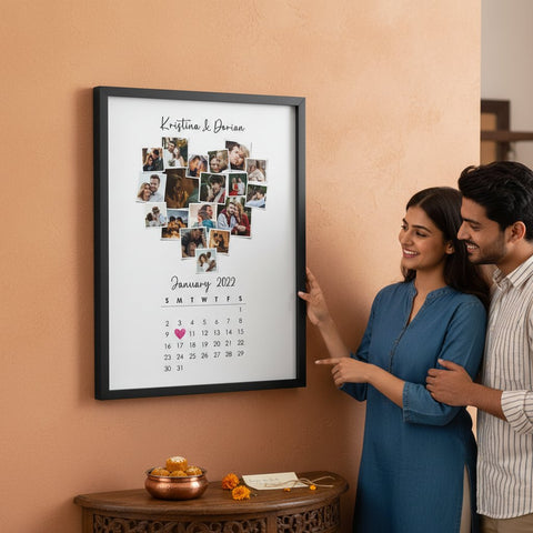 Personalized Couple Photo Calendar Frame | Custom Date Gift