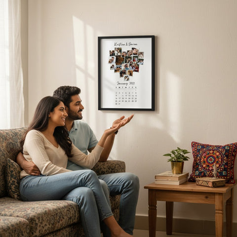 Personalized Couple Photo Calendar Frame | Custom Date Gift