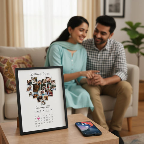Personalized Couple Photo Calendar Frame | Custom Date Gift