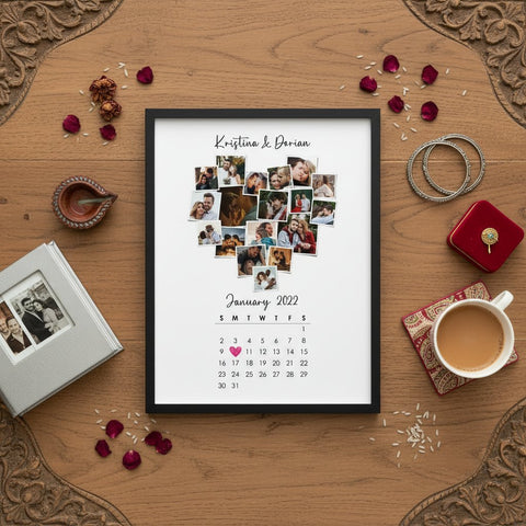 Personalized Couple Photo Calendar Frame | Custom Date Gift