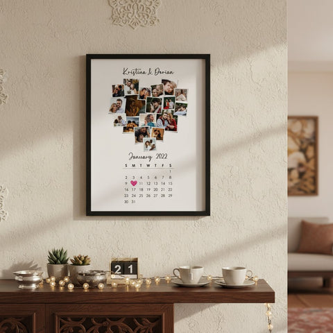 Personalized Couple Photo Calendar Frame | Custom Date Gift