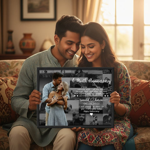 Custom Anniversary Photo Collage Frame | Personalized Couple Gift