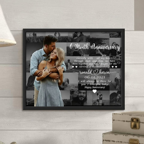 Custom Anniversary Photo Collage Frame | Personalized Couple Gift