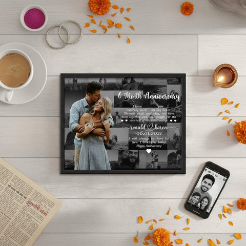 Custom Anniversary Photo Collage Frame | Personalized Couple Gift