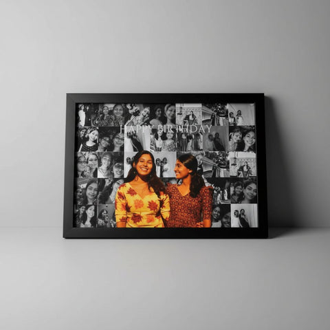Personalized Dual-Tone Birthday Photo Collage Frame | Custom Gift