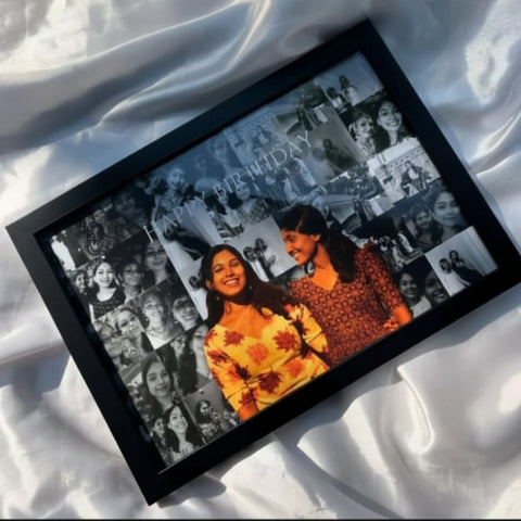 Personalized Dual-Tone Birthday Photo Collage Frame | Custom Gift