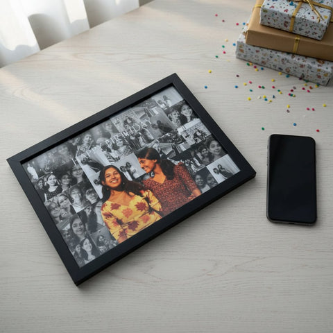 Personalized Dual-Tone Birthday Photo Collage Frame | Custom Gift