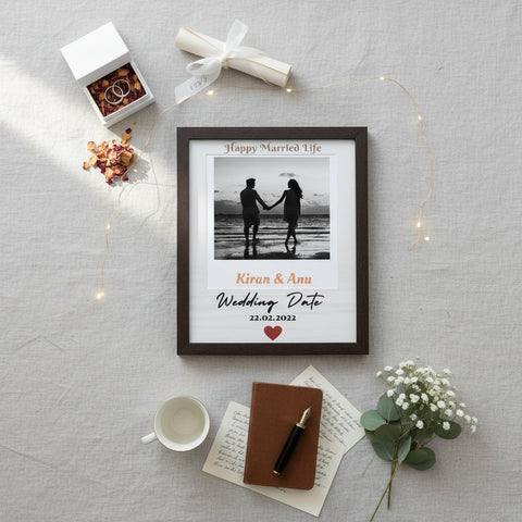 Personalized Wedding Photo Frame with Names & Date | Custom Couple Gift