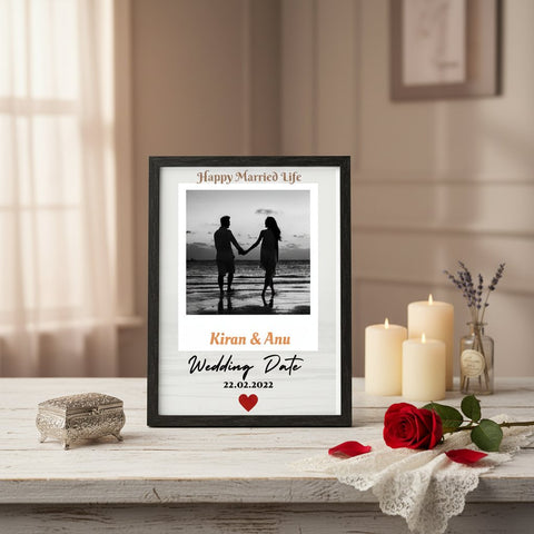 Personalized Wedding Photo Frame with Names & Date | Custom Couple Gift